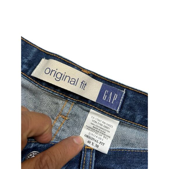 Vintage 90s GAP Original Fit Jeans 40 Actual 38x30 Men’s Blue Denim Made in USA - Picture 3 of 12